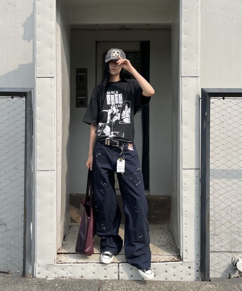 Ressaca（レサーカ） ワイドパンツ パンツ ルーズシルエットペイント風