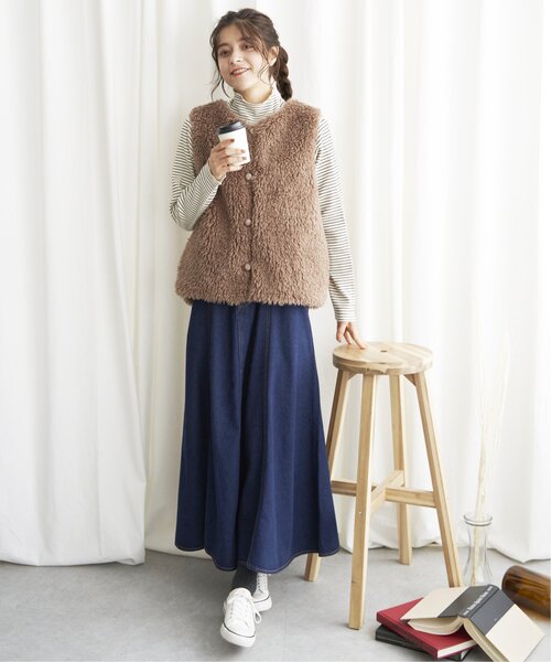 「LBC」 デニムスカート L ネイビー レディース_画像6