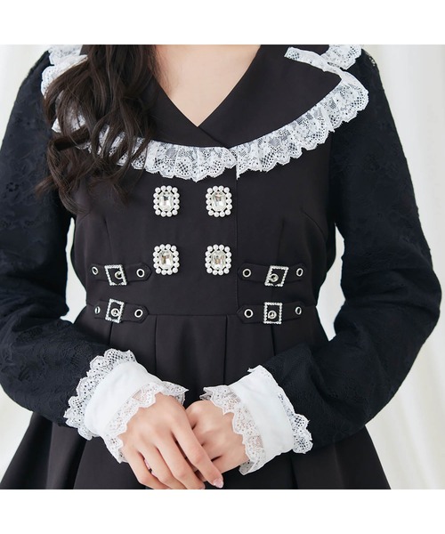 「DearMyLove」 長袖ワンピース X-LARGE ブラック レディース_画像6