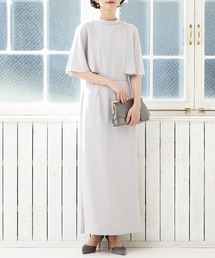 AIMER ドレス ケープスリーブ×スリットスカートスレンダーロング
