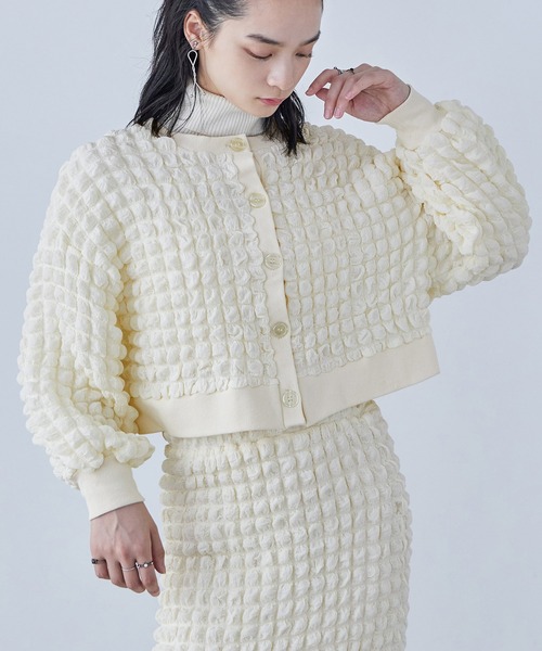 Fashion Letter カーディガン ぽこぽこポップコーン ショート