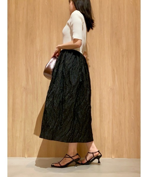 ワンピース ジャカードスカートドッキング5分袖ニットワンピース  