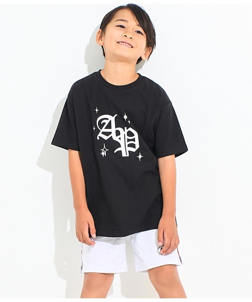 ANAP kids tシャツ オールドイングリッシュ箔プリントビッグT