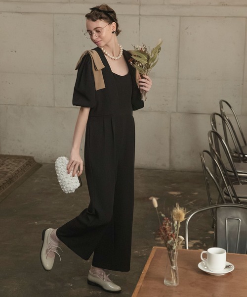 【な】「BONLECILL noir」パンツドレスとネックレスのセット BONLECILL noir パンツドレス 「BONLECILL noir」2wayラッフル