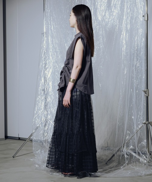 Ezick ロング スカート Window tulle 2way ハーネススカート