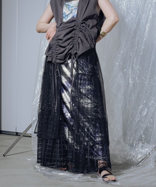 Ezick スカート Window tulle 2way ハーネススカート レディース