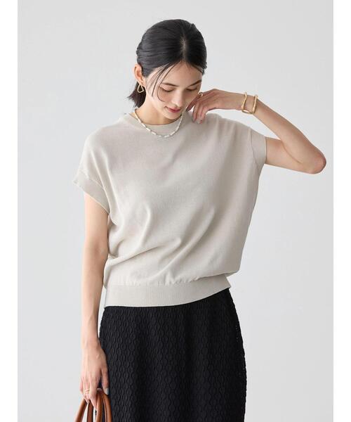 23SS 綿麻 フレンチスリーブニットプルオーバー トランジットパーサッチ F AMERICAN HOLIC ニット セーター フレンチスリーブニットプル