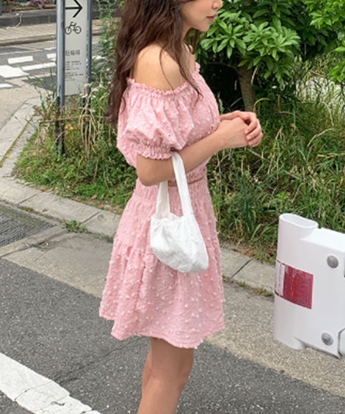 by muni:r ワンピース オフショルダークロップドブラウス＋