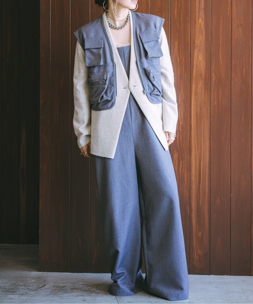 ベスト ジレ fishing suit vest レディース oll（ファッション） ベスト ジレ fishing suit vest レディース