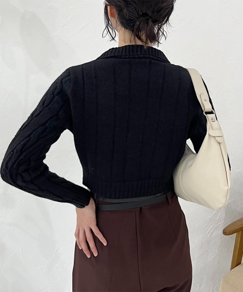 カーディガン ダブルジップケーブルニットカーデ レディース