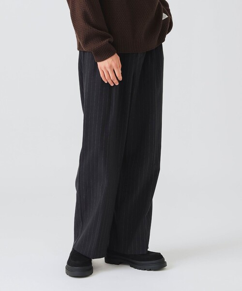 BEAMS HEART TR2タック ワイド スラックス BEAMS HEART スラックス ポリエステルレーヨン 2タック ワイド