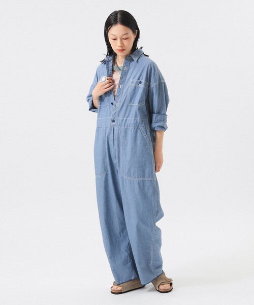 BEAMS BOY サロペット オーバーオール シャンブレー ステンシル