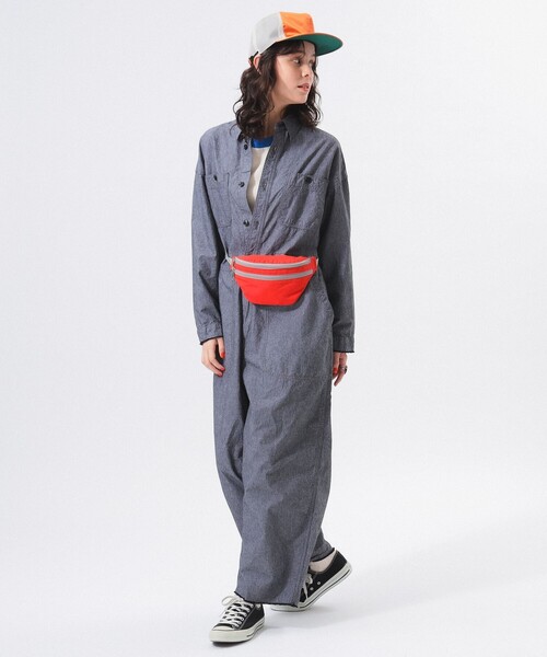 BEAMS BOY サロペット オーバーオール シャンブレー ステンシル