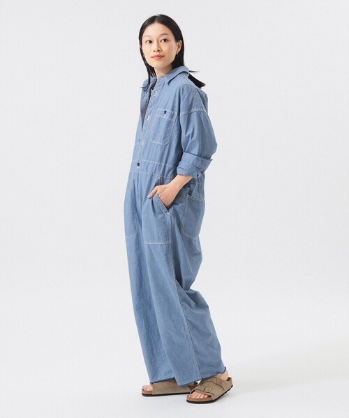 BEAMS BOY サロペット オーバーオール シャンブレー ステンシル