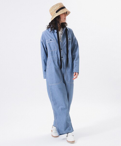 BEAMS BOY サロペット オーバーオール シャンブレー ステンシル