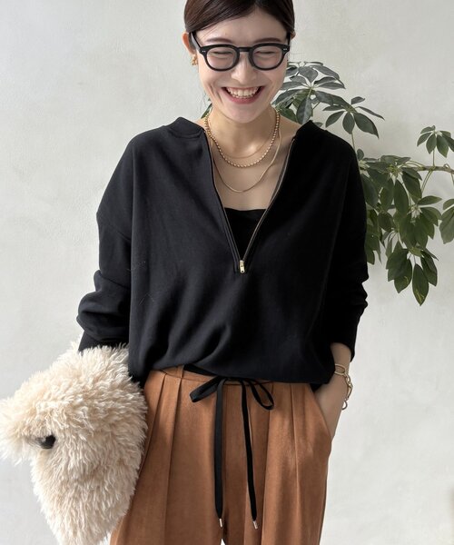 doudou こっち 企画　ハーフジップスウェット ネイビー 今季　新品 DouDou tシャツ 「新色追加」「インフルエンサー OKOCHI企画
