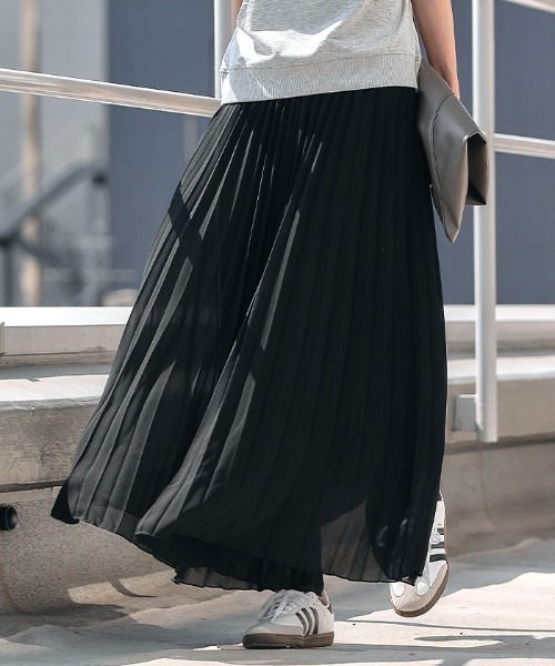 ワイドパンツ パンツ シフォンプリーツワイドパンツ レディース