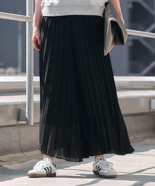 ワイドパンツ パンツ シフォンプリーツワイドパンツ レディース
