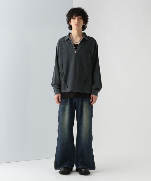 HARE tシャツ ハーフZIPキリカエポロカット(HARE) メンズ