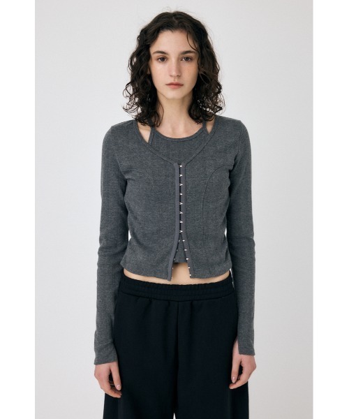 カーディガン 「2点SET」layered lib cardigan / レイヤードリブカーディガン レディース 2点SET】layered lib cardigan / レイヤードリブカーディガン