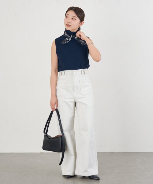 IENA イエナ ハイネック クロップドセーター くすみブルー バルーンスリーブ セール】AQUAハイネックワイドプルオーバー◇（ニット/セーター