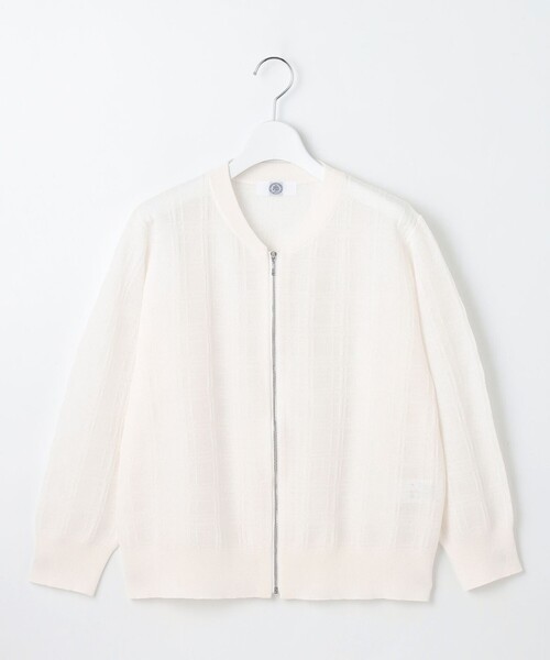 カーディガン 「洗える」SHEER JACQUARD ニット ブルゾン レディース カーディガン 「洗える」SHEER JACQUARD ニット ブルゾン