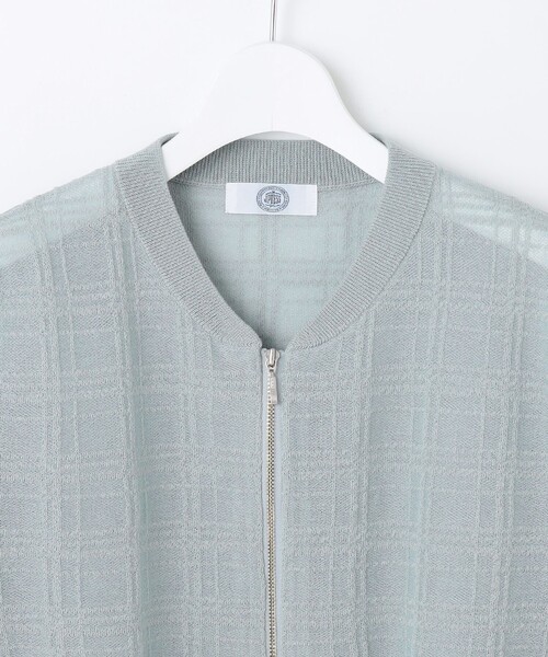 カーディガン 「洗える」SHEER JACQUARD ニット ブルゾン レディース カーディガン 「洗える」SHEER JACQUARD ニット ブルゾン