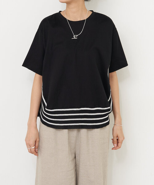 beardsley ニットカットソー BEARDSLEY tシャツ ニットコンビカットソー レディース