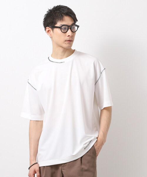 THE SHOP TK tシャツ ブランケットステッチ半袖Tシャツ メンズ