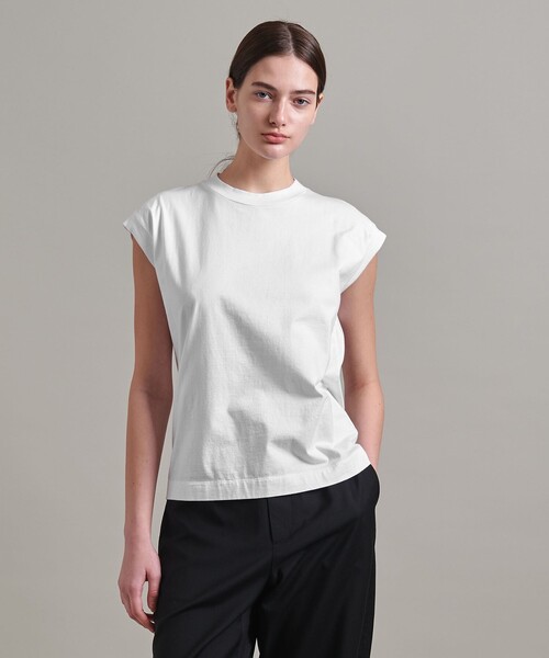 新品 未着用 LOEFF ロエフ 白 ホワイト リブ カットソー LOEFF tシャツ 「LOEFF」スビンコットン ノースリーブ