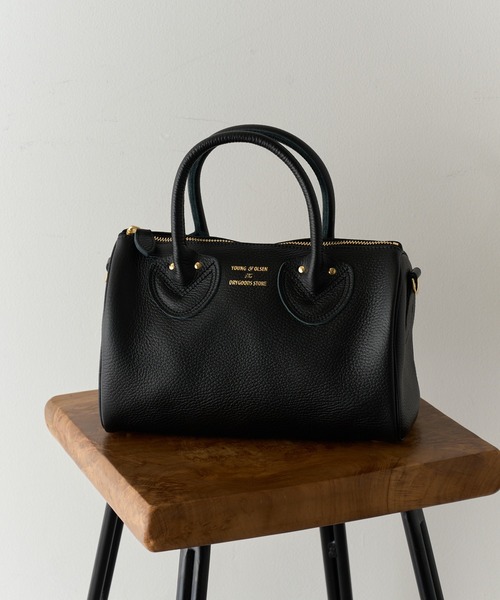 本革ボストンバッグ YOUNG & OLSEN YOUNG & OLSEN/ヤングアンドオルセン EMBOSSED LEATHER ZIP BOAT