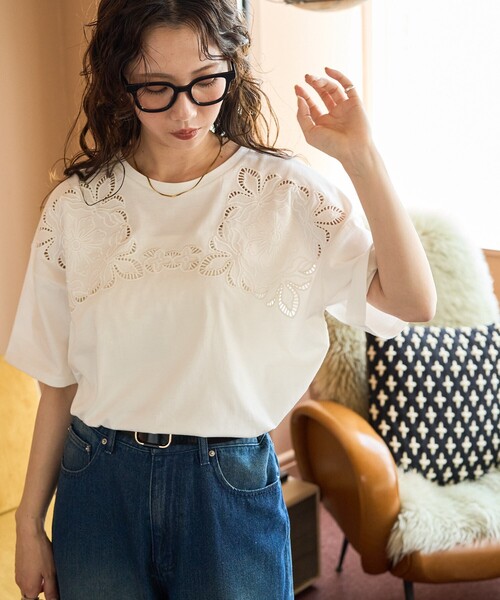 DAKS 花柄刺繍 Tシャツ 40 L ピンク DAKS 花柄刺繍 半袖Tシャツ ピンク サイズ40
