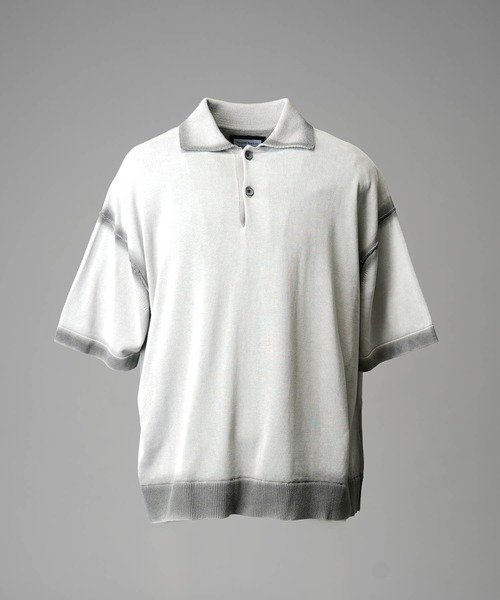 美品　ポロシャツ SS】MEN DOT MESH COOL ワイドスプレッドカラー 半袖ポロシャツ