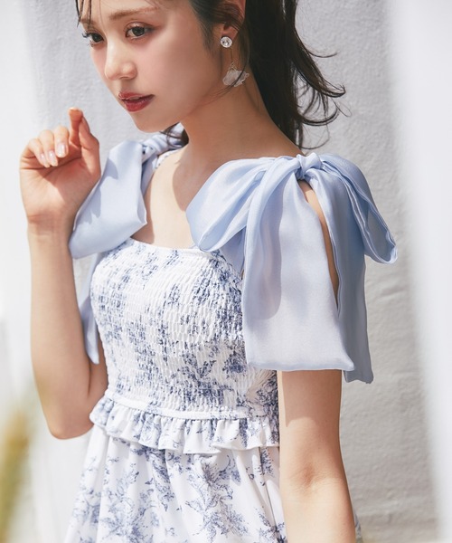 tocco closet 水着 インナーパンツ付きシフォンリボンフラワー