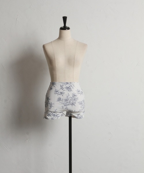 tocco closet シフォンリボンフラワープリントワンピース水着 インナーパンツ付きシフォンリボンフラワープリントワンピース水着