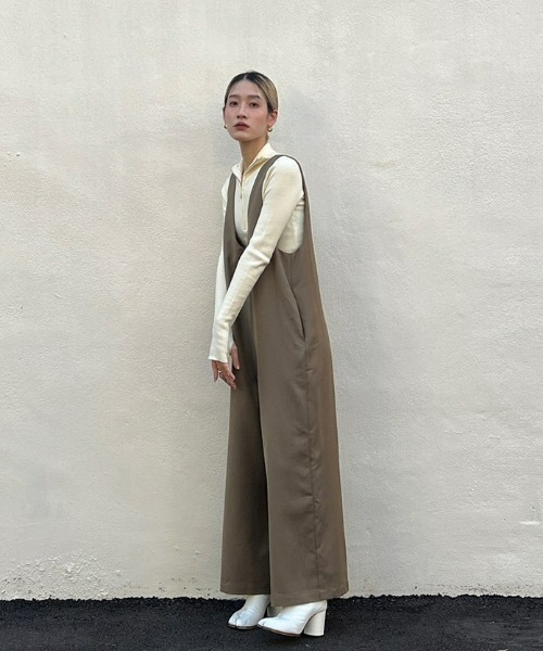 TODAYFUL サロペット オートミール 36 TODAYFUL トゥデイフル Frontzip Cotton Salopette フロントジ