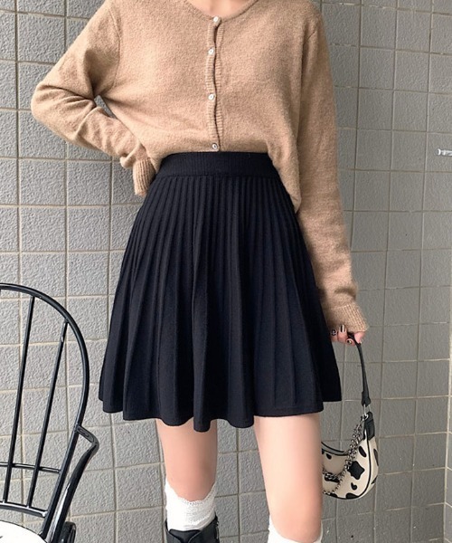 shoppinggo スカート ニットスカート 秋冬 プリーツスカート