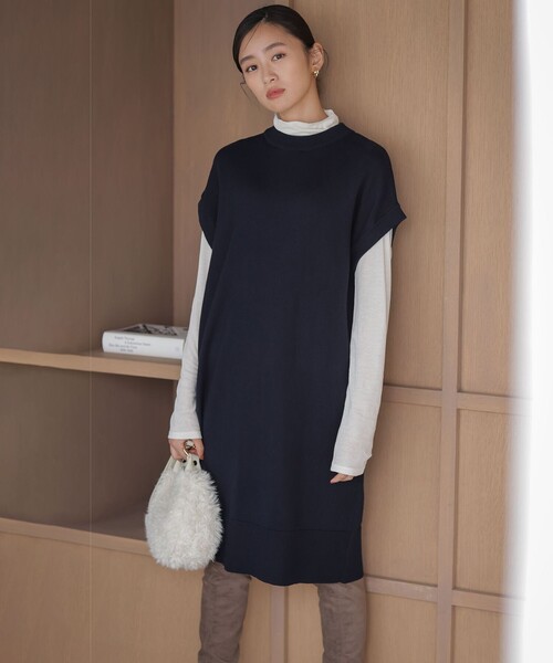 組曲（KUMIKYOKU） ワンピース コットンカシミヤMIXチュニック丈ニット