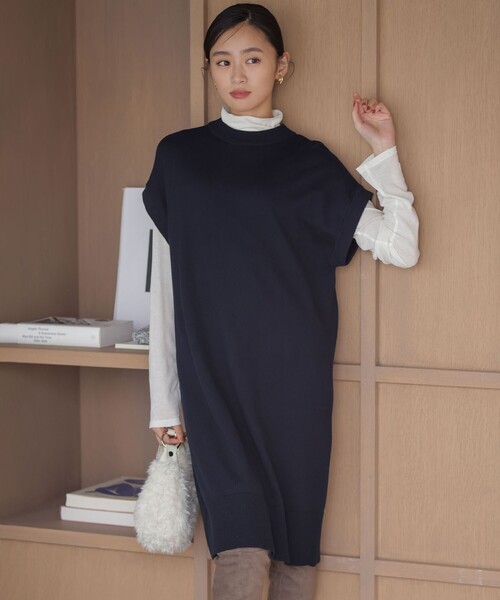 組曲（KUMIKYOKU） ワンピース コットンカシミヤMIXチュニック丈ニット