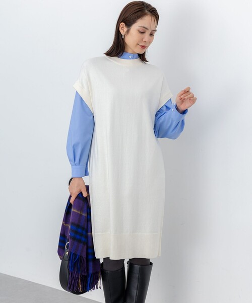 組曲（KUMIKYOKU） ワンピース コットンカシミヤMIXチュニック丈ニット