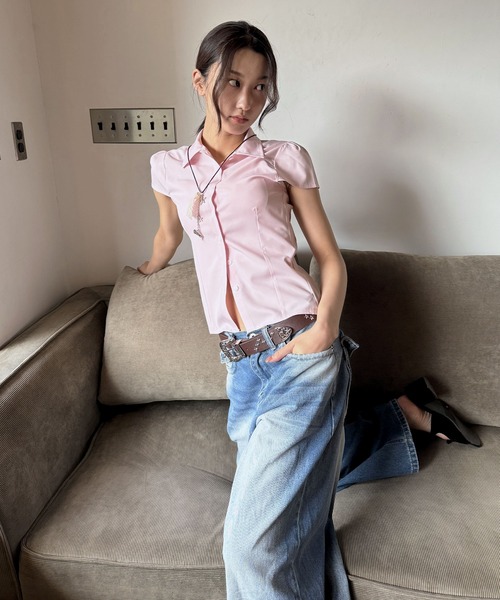 「FOLLOWIN」 半袖シャツ FREE ホワイト レディース_画像4