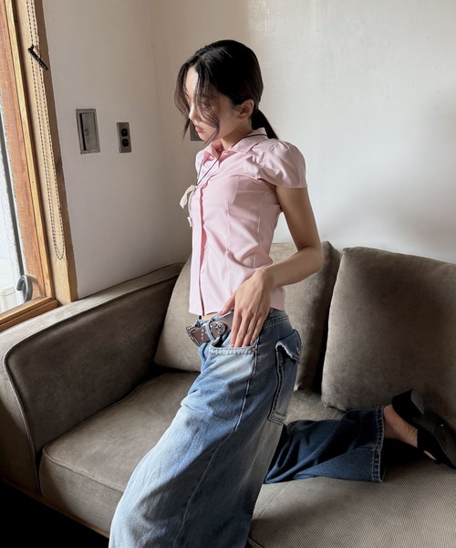 「FOLLOWIN」 半袖シャツ FREE ホワイト レディース_画像5