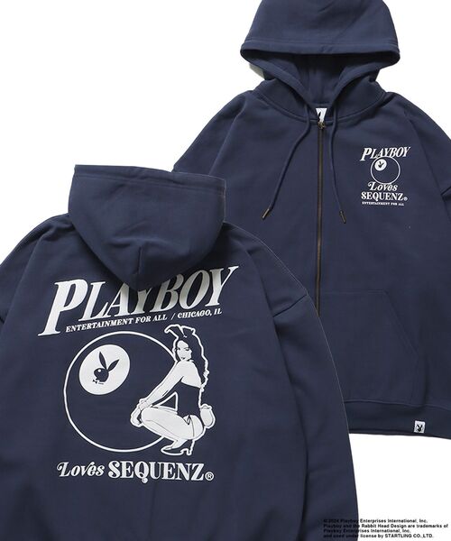 PLAYBOY（プレイボーイ） ジップアップパーカー LARGE ネイビー メンズ