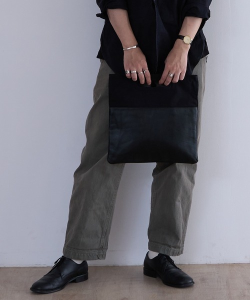 BICASH（ビカーシ） クラッチバッグ キャンバス 切り替え レザー 2WAY