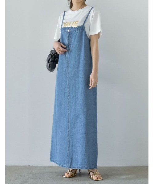 「Re:EDIT」 キャミソールワンピース MEDIUM ブルー レディース_画像6