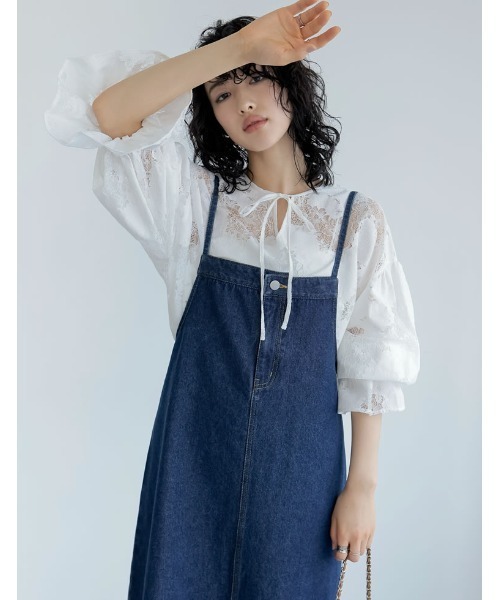 「Re:EDIT」 キャミソールワンピース MEDIUM ブルー レディース_画像7