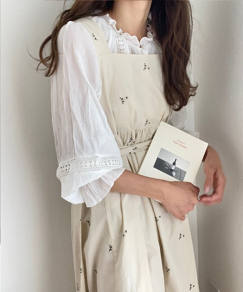 「LAUIR」 ノースリーブワンピース MEDIUM ベージュ レディース_画像4