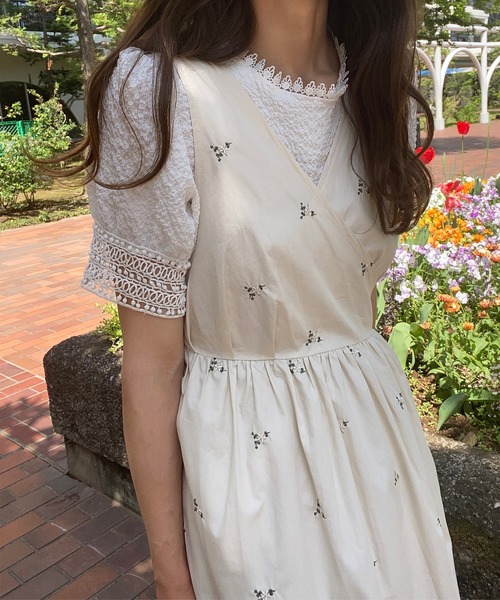 「LAUIR」 ノースリーブワンピース MEDIUM ベージュ レディース_画像6