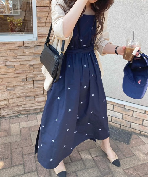 「LAUIR」 ノースリーブワンピース MEDIUM ベージュ レディース_画像7