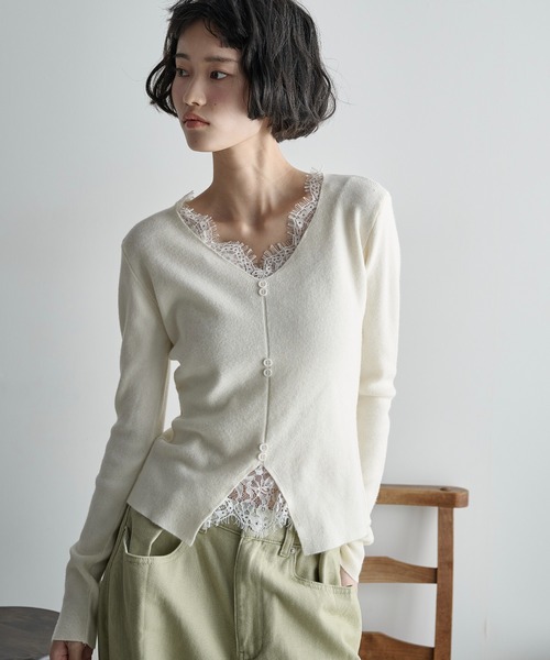 む*ー様 美品◯アンテプリマ ローズレース モチーフ ニット ベージュ 38 レースフリルニットボレロ[品番：IGAW0005687]｜axes femme